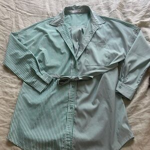 12th Tribe Two-Tone Green Striped Dress